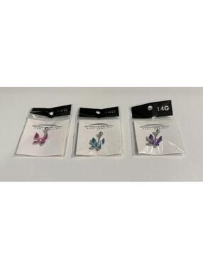 Body Candy "Clear Gem Chunky Butterfly" Belly Rings Lot